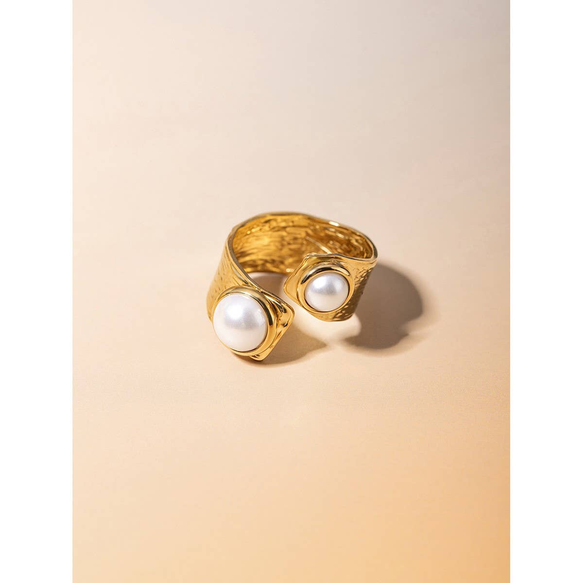 ACCITY - PERSONALIZED ALL-MATCH IRREGULAR OPEN PEARL RING_CWAJE1795: GOLD / (OS) 2