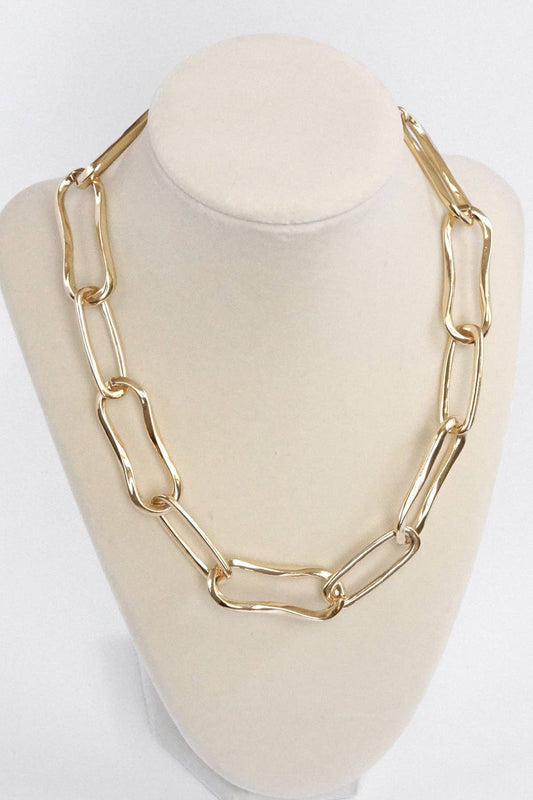 PennyLine inc - Short Chunky Chain Statement Necklace Big Long Golden Links