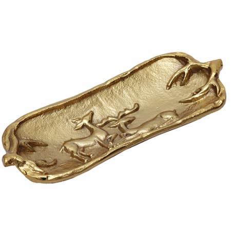 India Handicrafts Inc - Golden Deer Tray