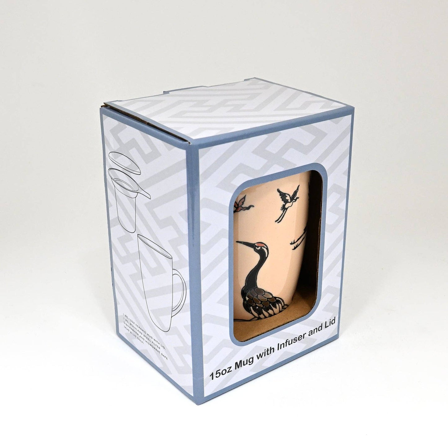 Urban Tokyo - Crane Flower Design 15oz Tea Mugs with Lid and Infuser for Loose Leaf Tea (4/32)