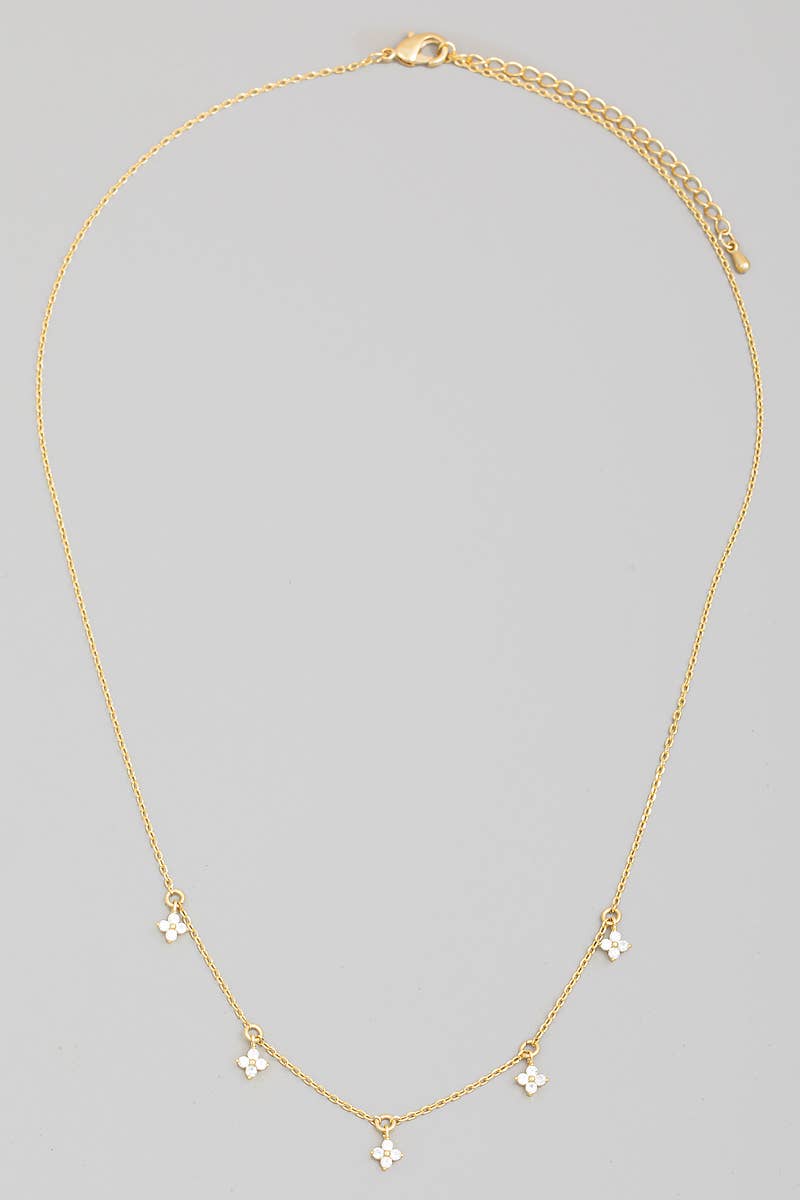 The Looks by Fame Accessories - Pave Clover Charms Chain Necklace: G