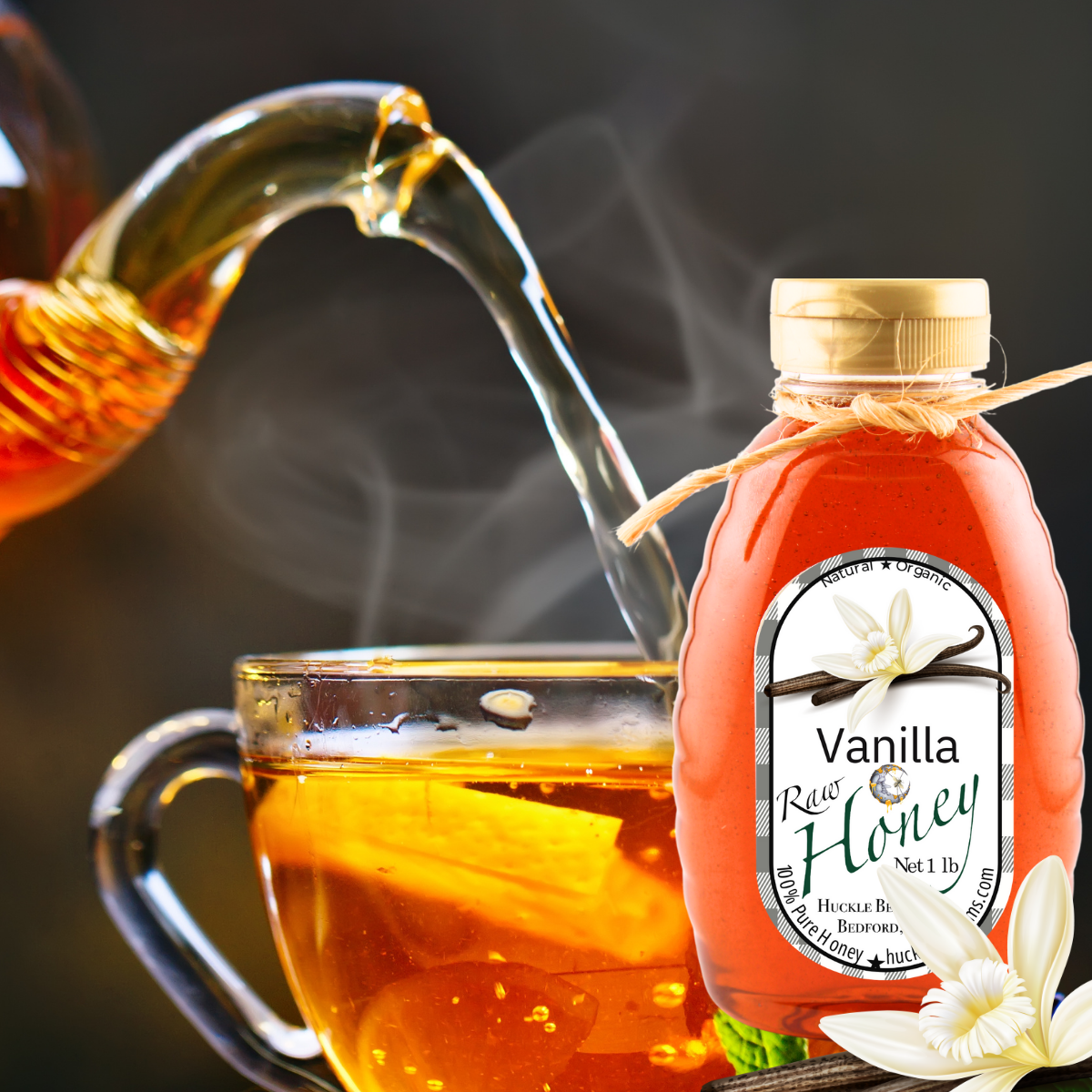 Huckle Bee Farms LLC - Vanilla Infused Raw Honey: 1 Lb