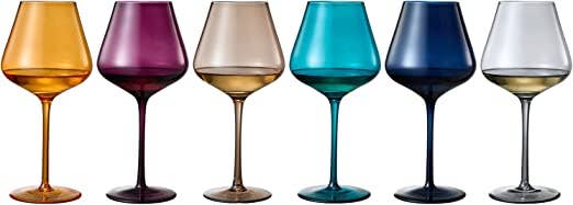 The Wine Savant /  Khen Glassware - Jewel Colored Crystal Wine Glass Set of 6