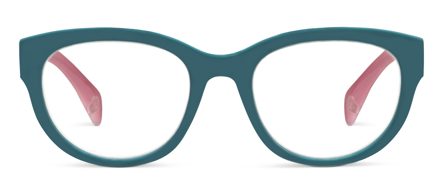 Peepers - Bee (Blue Light): Teal/Floral / Reading / 2.75