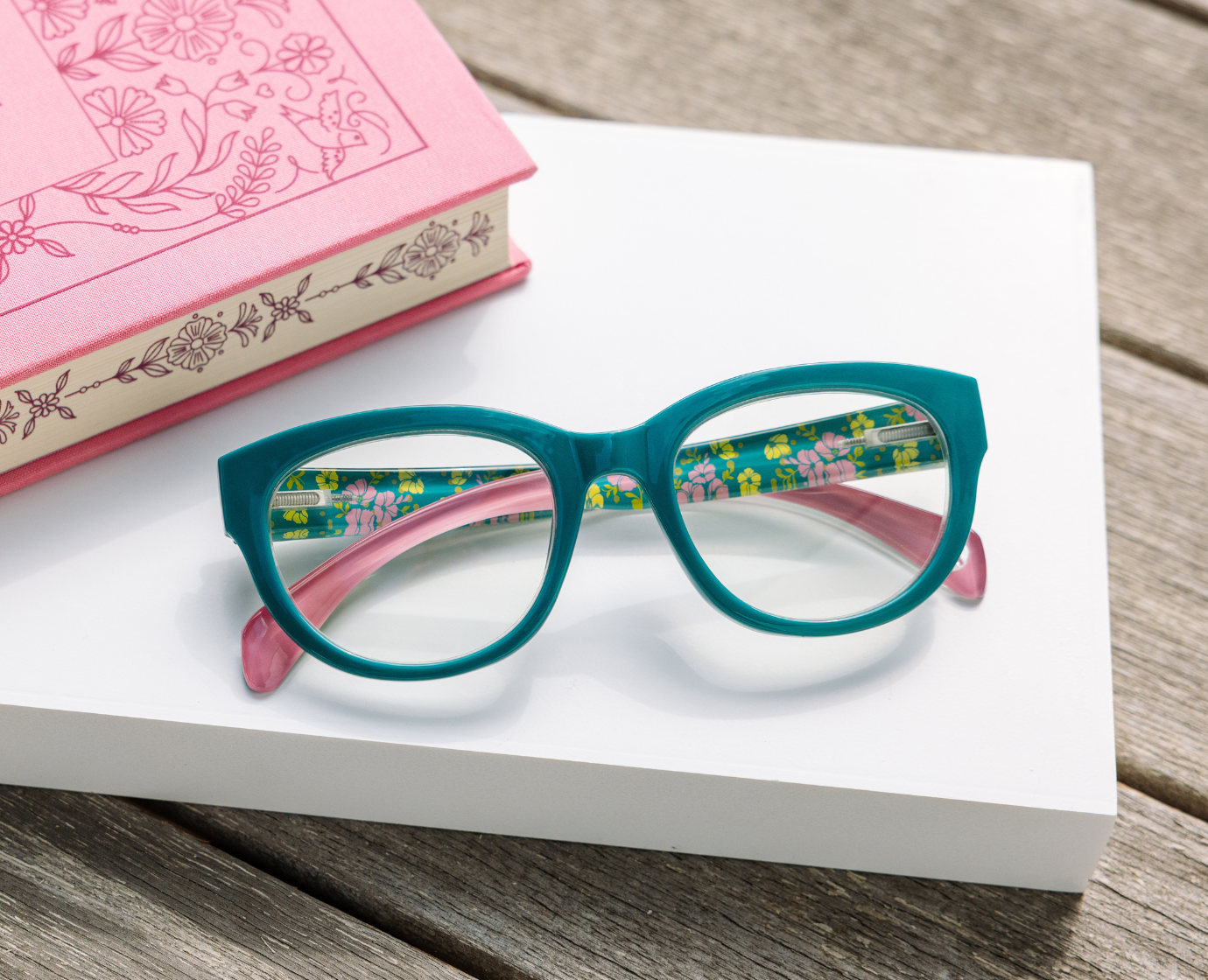 Peepers - Bee (Blue Light): Teal/Floral / Reading / 2.75