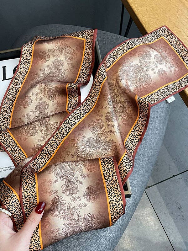 UZ Wholesale Store - Urban Leopard Printed Silk Imitation Scarf: GREEN / One_size