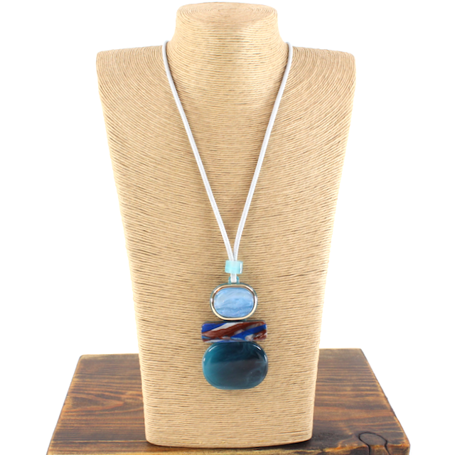 Pretty Persuasions - N23209 3-Tier Dangle Statement Necklace: 04 BLU