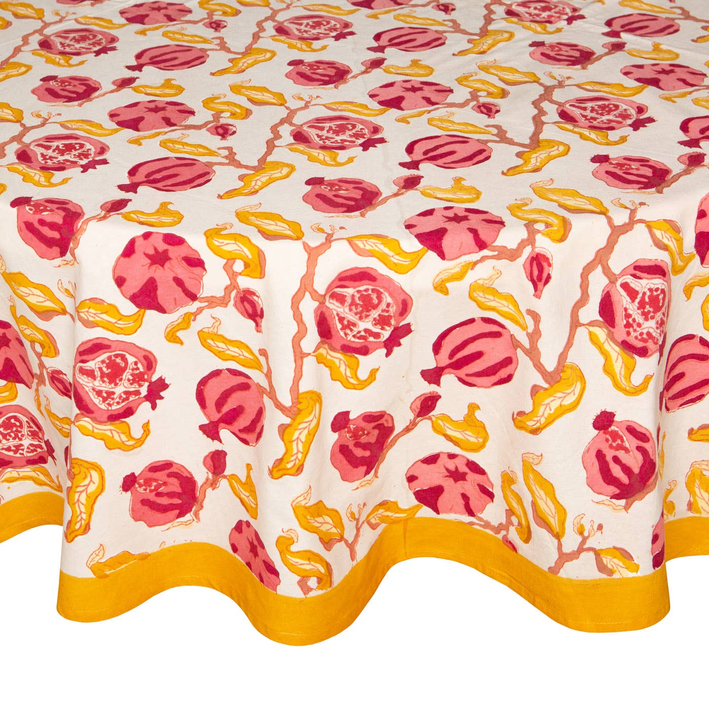 Couleur Nature - Pomegranate Yellow & Red | French Tablecloths: 70" Round