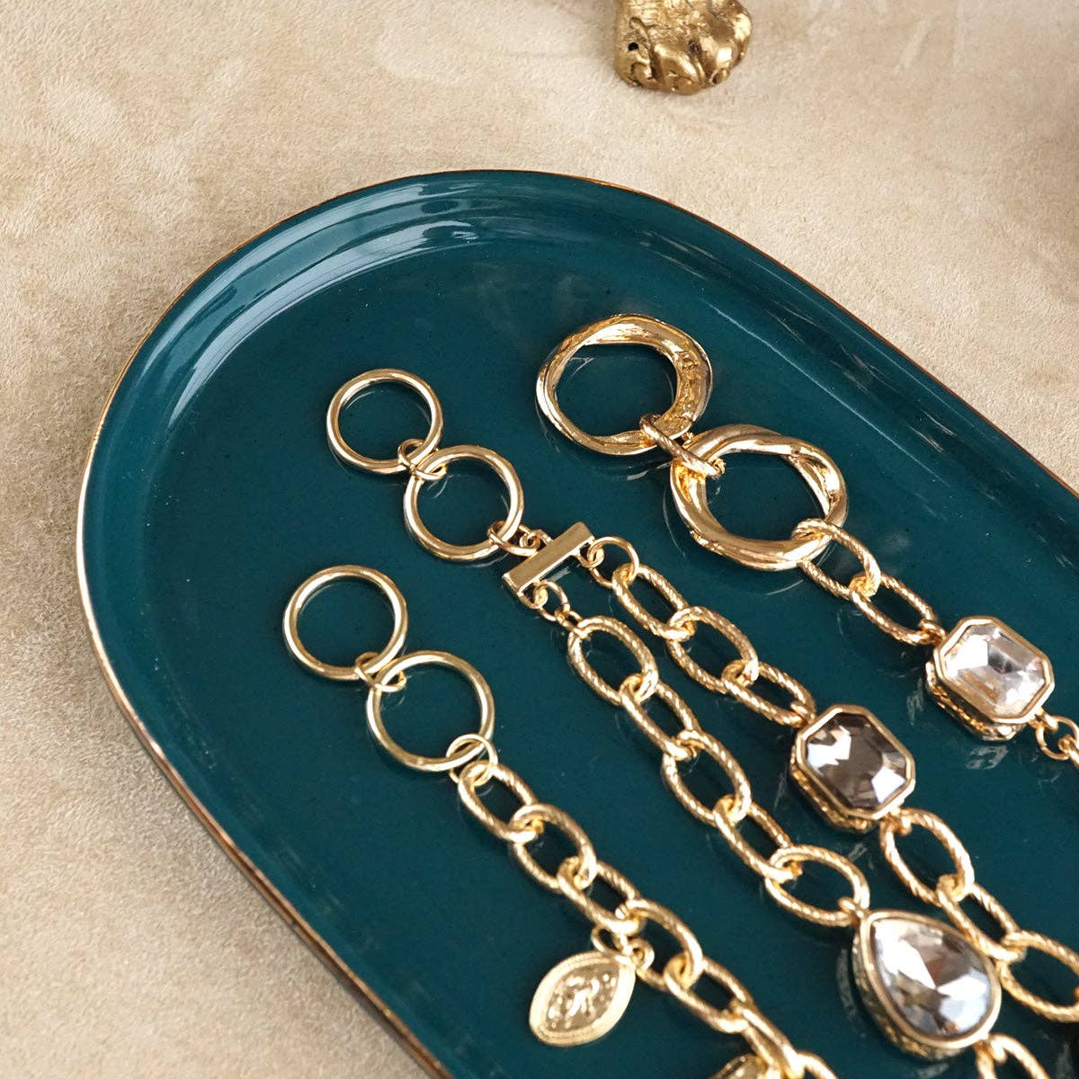 PennyLine inc - Brilliant Bond – Statement Chain Bracelets with Reflective Crystals: Stretchy Ball Beads