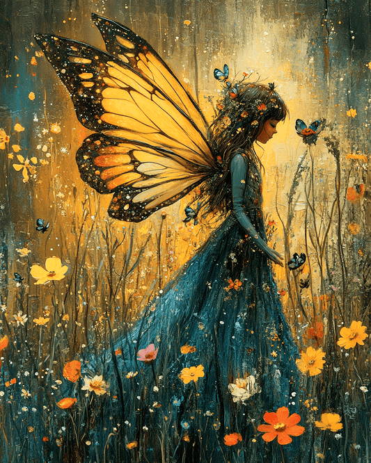 Mowbi - Floral Fairy - Fairies Wall Art Prints – 8″x10″ Artwork for 11″x14″ Frame