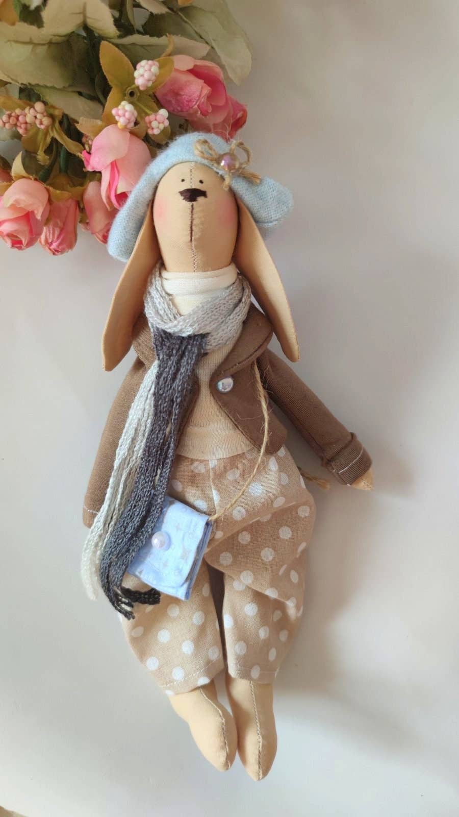 ChernikovaNataliya - Rabbit Handmade Doll,Rabbit Toy,Rabbit Gift,Cotton Bunny Soft,Handmade Bunny,Cloth Doll,Heirloom Doll,Soft Toy,Decorative Toy, Baby Gift