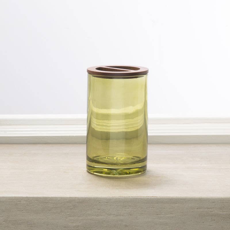 Moda at Home Enterprises, Ltd - Vaso Toothbrush Holder Glass: Green