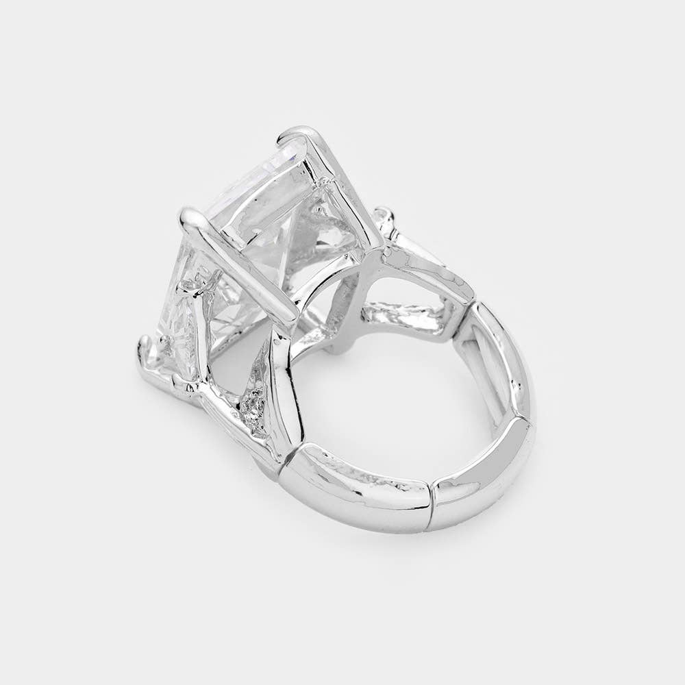Sensibling Corp. - Rectangle Crystal Stretch Ring: Blue