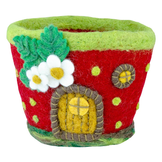 dZi Handmade - Felt Pot: Strawberry Cottage