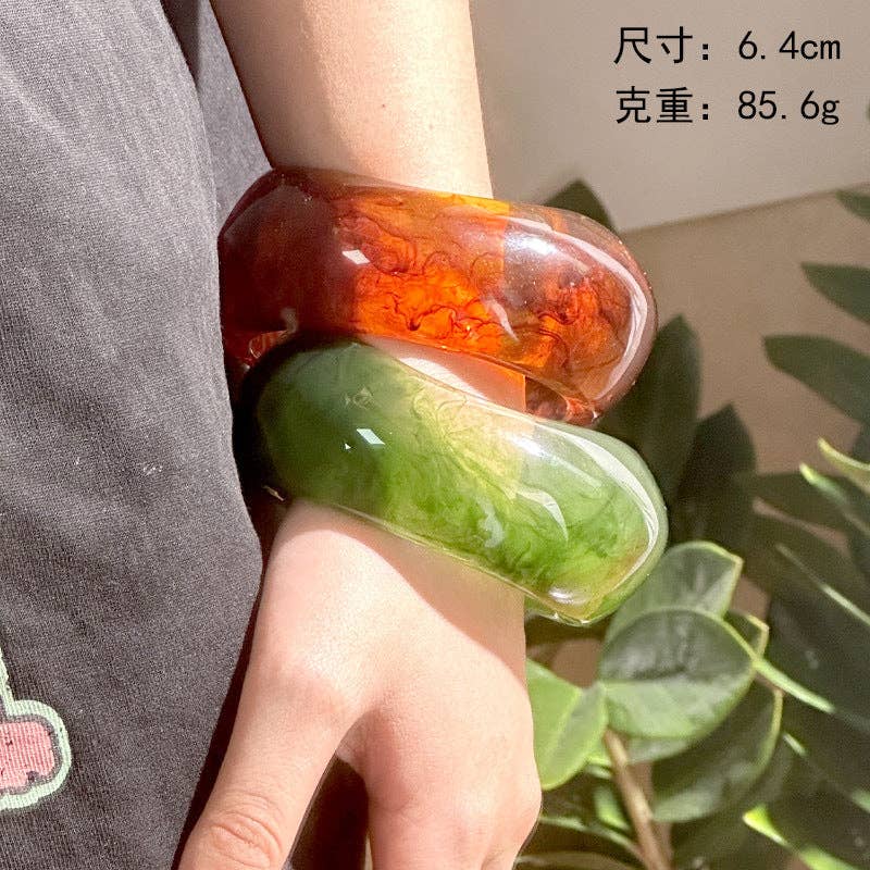 Dipped Shop - Irregular Wide Acrylic Simple Bracelets DP25B586: B