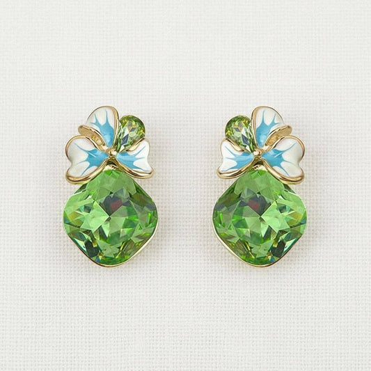 Ellemadera - Charming Floral Gemstone Drop Earrings