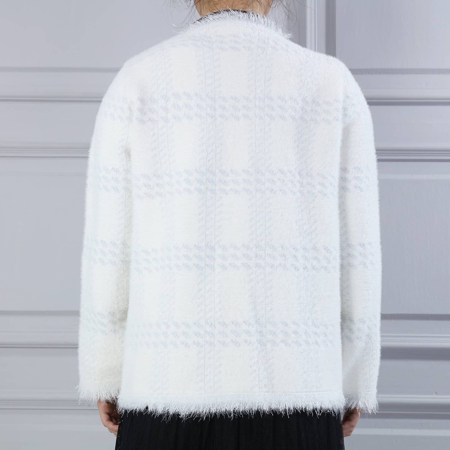 PEACH ACCESSORIES - SD190 Soft cardigan with Shinny Silver details: Black