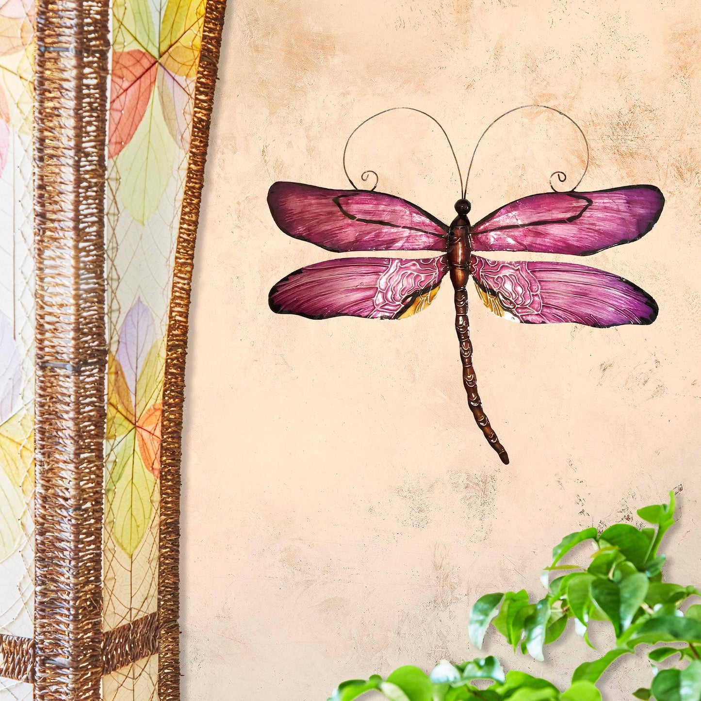 Eangee Home Design - Dragonfly Wall Decor Purple, Capiz & Metal, Indoor / Outdoor