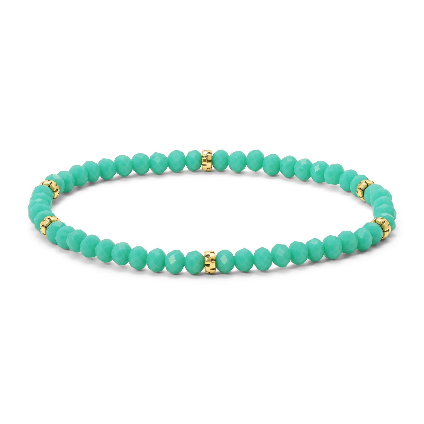 My Fun Colors - Mini Crystal Beaded Stretch Bracelet | So Many Great Colors!: Turquoise+Gold Accent (MC720G)