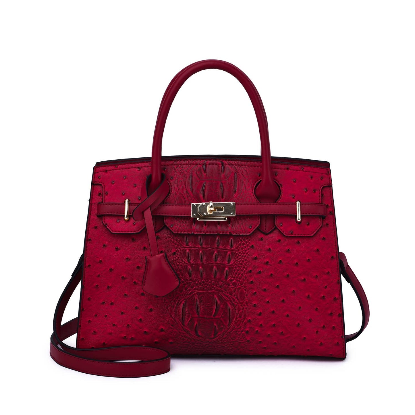 Mellow World - Virginia Ostrich Embossed Satchel: Maroon