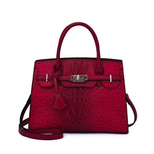 Mellow World - Virginia Ostrich Embossed Satchel: Maroon