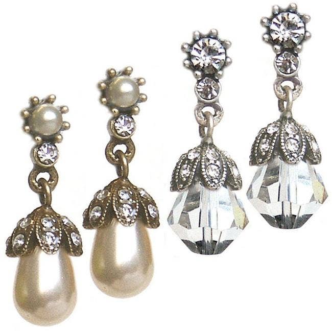 Sweet Romance Jewelry - Pearl or Crystal Wedding Earrings: PR - Pearl