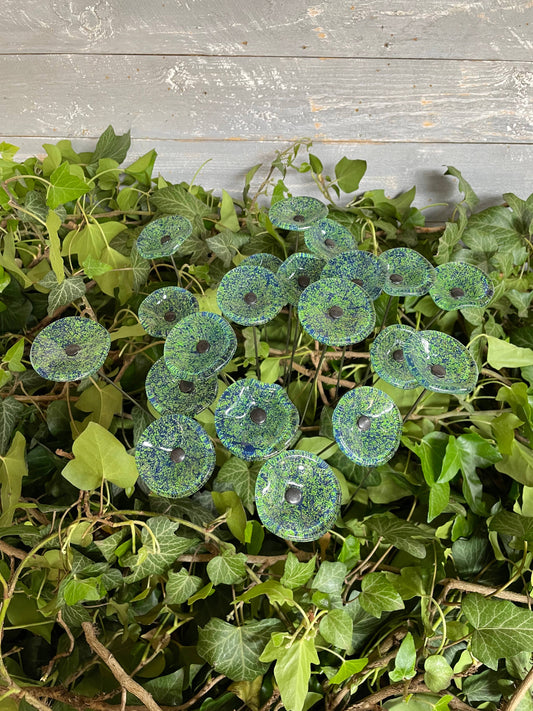 CARNEOL GLASS - Small Glass Flower For Inside In Transp.-A.Green-D.Blue