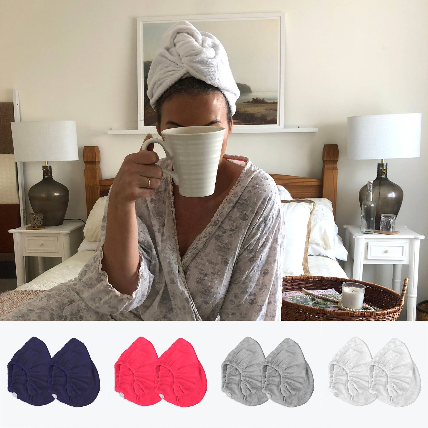 Allure Bath Fashions - Towelling Hair Wraps 100% Cotton - Pack of 2: White