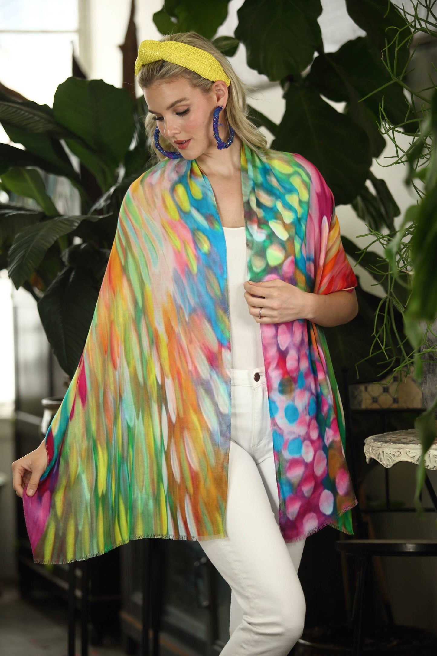 KikiSol - Multi Painted Ovals Cotton Modal Scarf