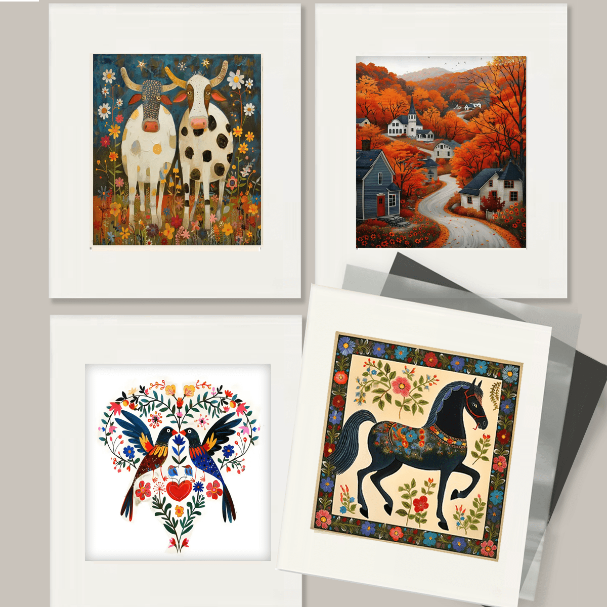 Mowbi - Fairy Riding a Hummingbird -  Fairy Art Prints – 8″x8″ Artwork in 12″x12″ Mat