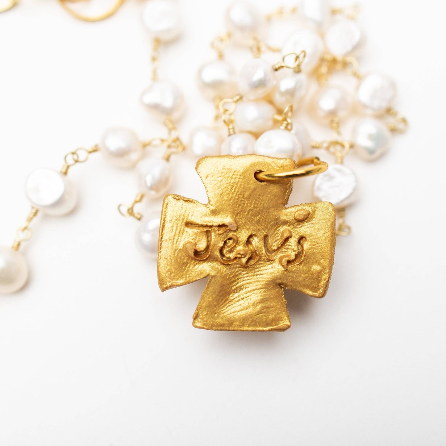 Hidden Truth Jewelry - Fresh Water Pearl Chain with Anna Pearl Cross