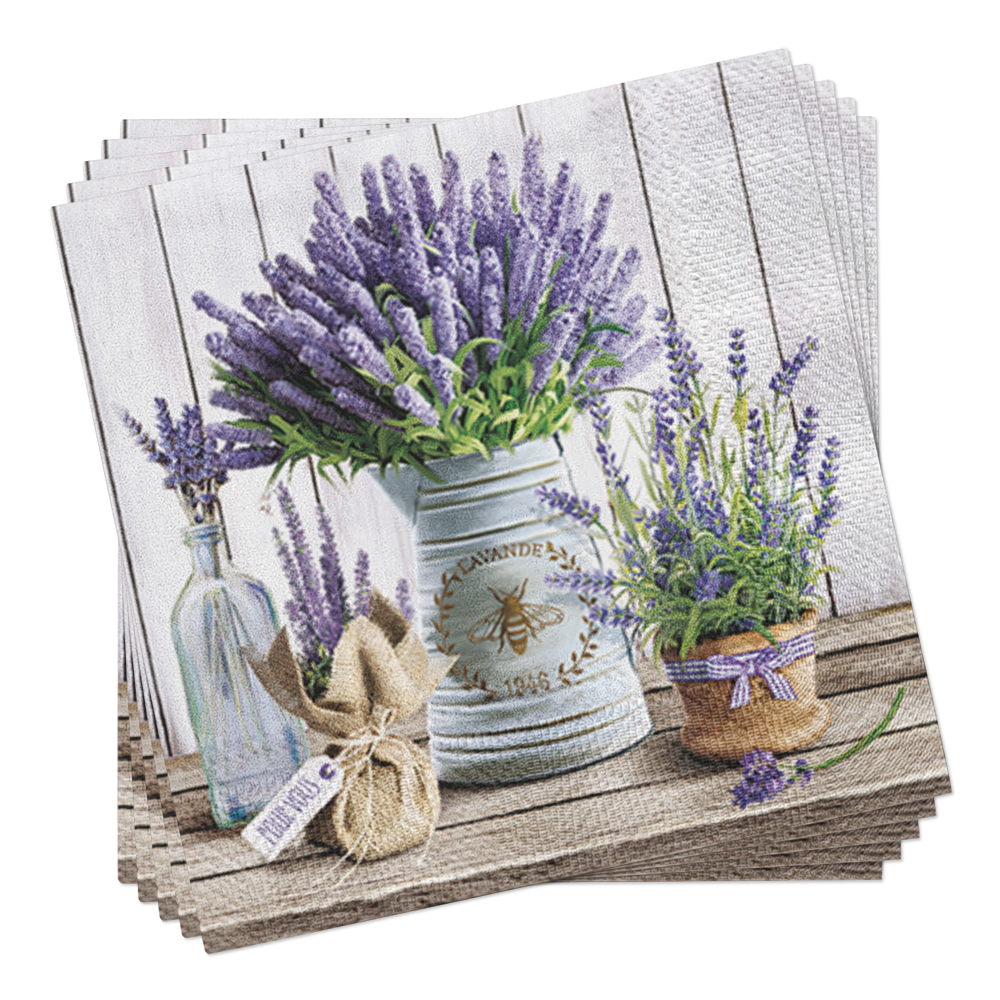 European Excellency - Lavender in Bucket Paper Napkins: Cocktail