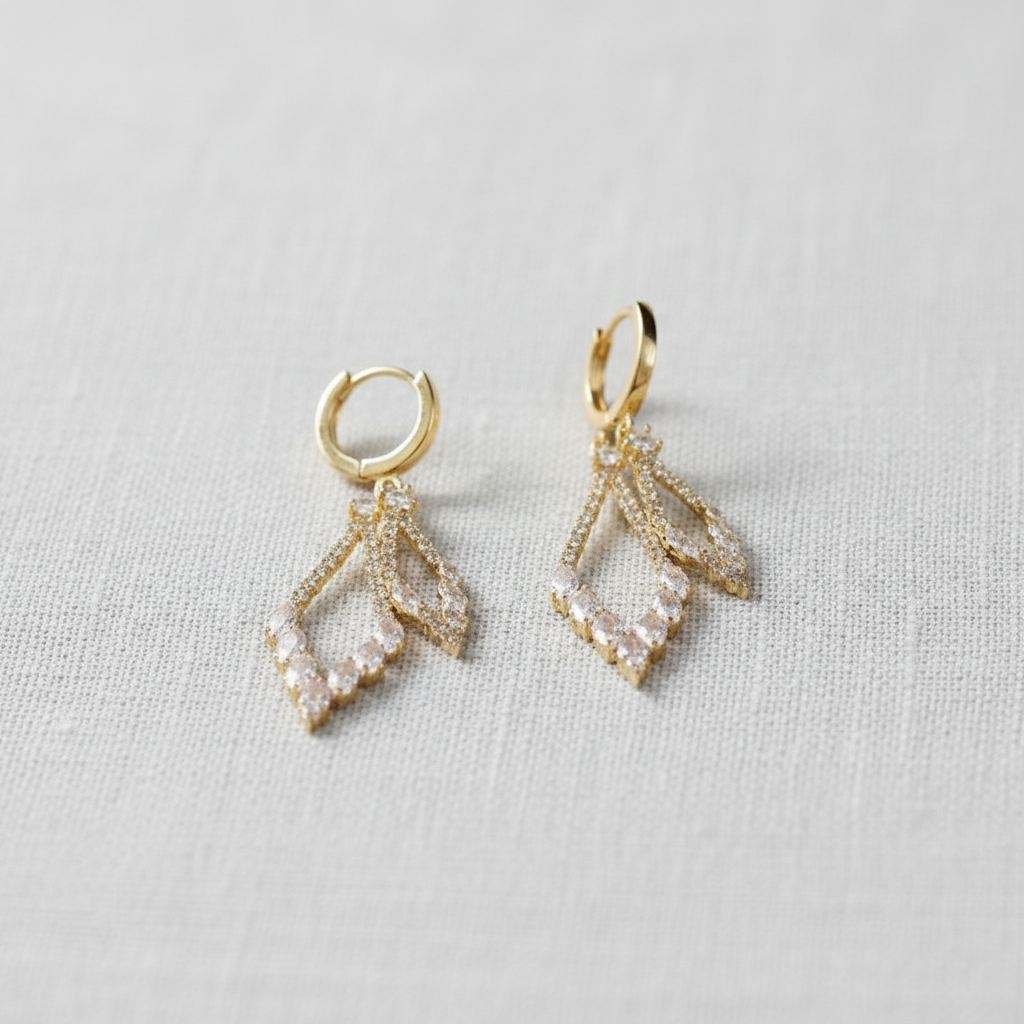 camilla dovey - Dual Layer Geometric Rhinestone Drop Earrings