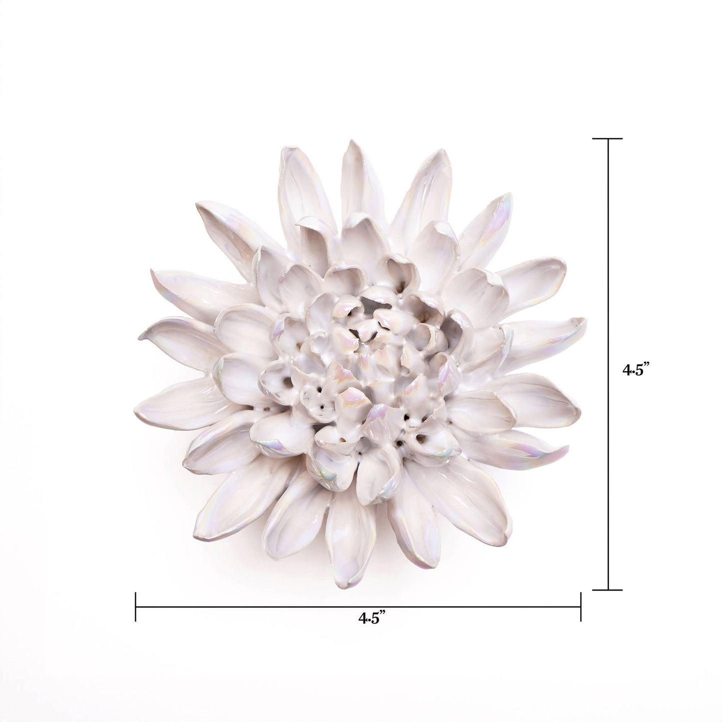 Chive - Coastal White Ceramic Flowers For Tabletop Or Wall Hanging: Ivory Zinnea