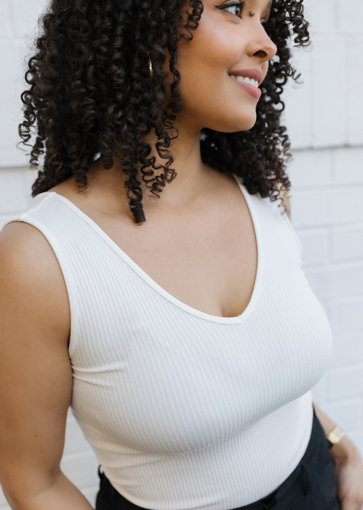 ELIETIAN - Ribbed Reversible Tank - Curvy Fit: Ivory