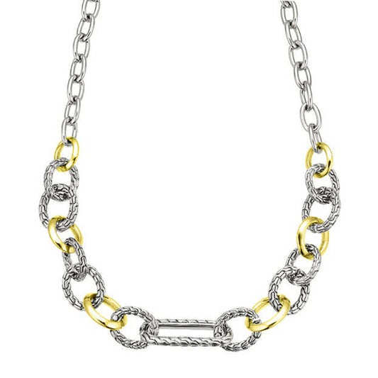 Laudic Co - 21 Inch Two Tone Rectangle Link Necklace