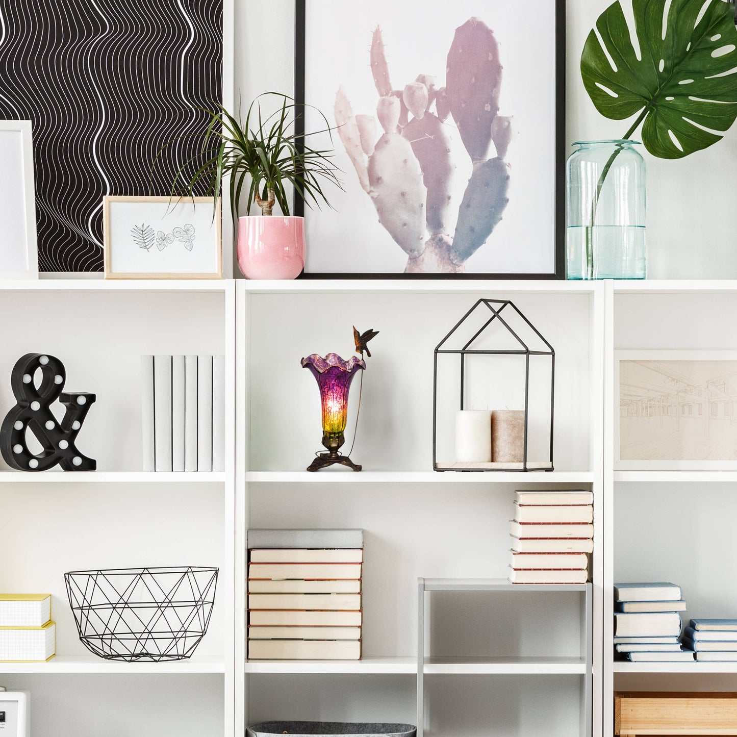 River of Goods - 10.25"H Hand Blown Mercury Glass Hummingbird Lily Lamp