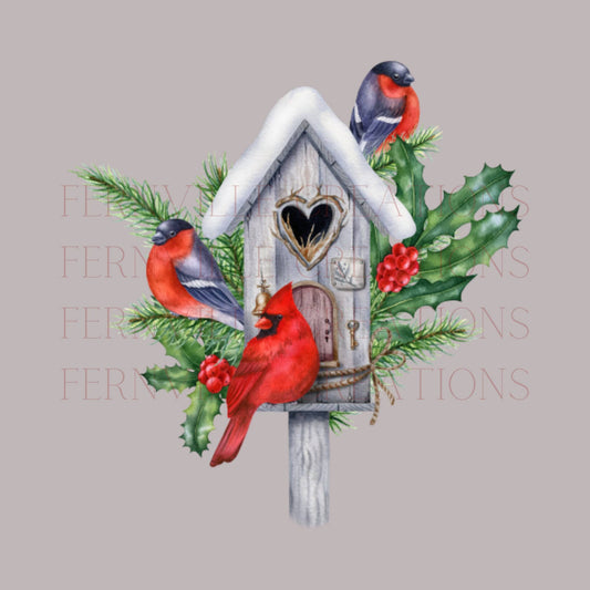 Fernville Creations - Winter Birds Christmas Holiday Elegant Hand Towel