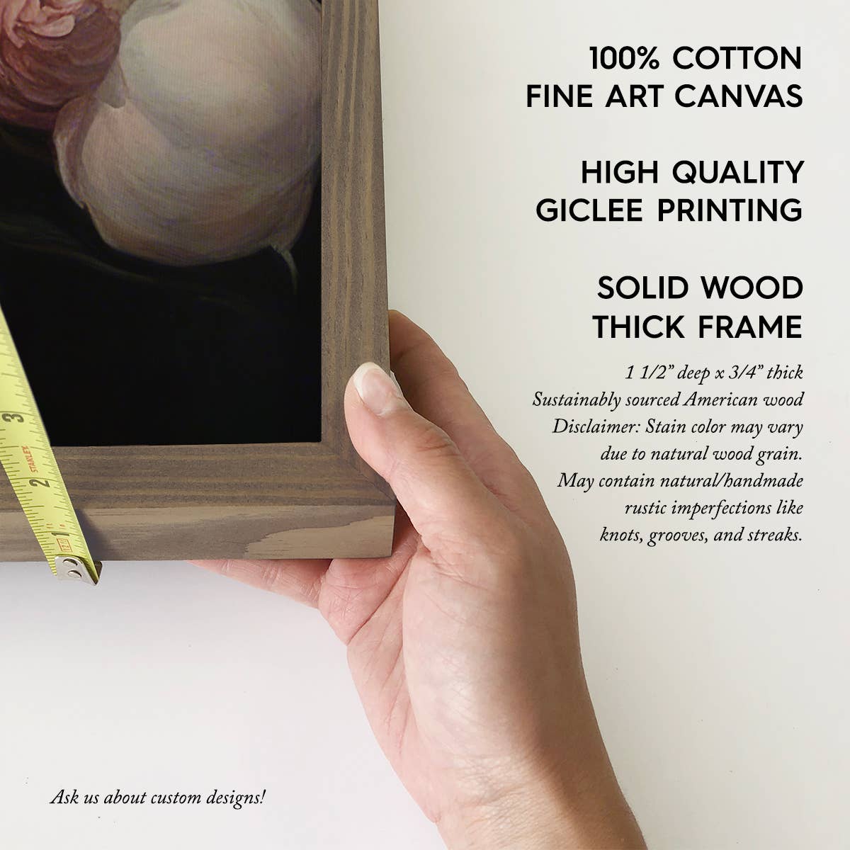 Hangout Home - Pink and White Flowers on Black - Flower Canvas Art - Framed: 24x36" Extra Large Canvas Art with Thick Wood Frame