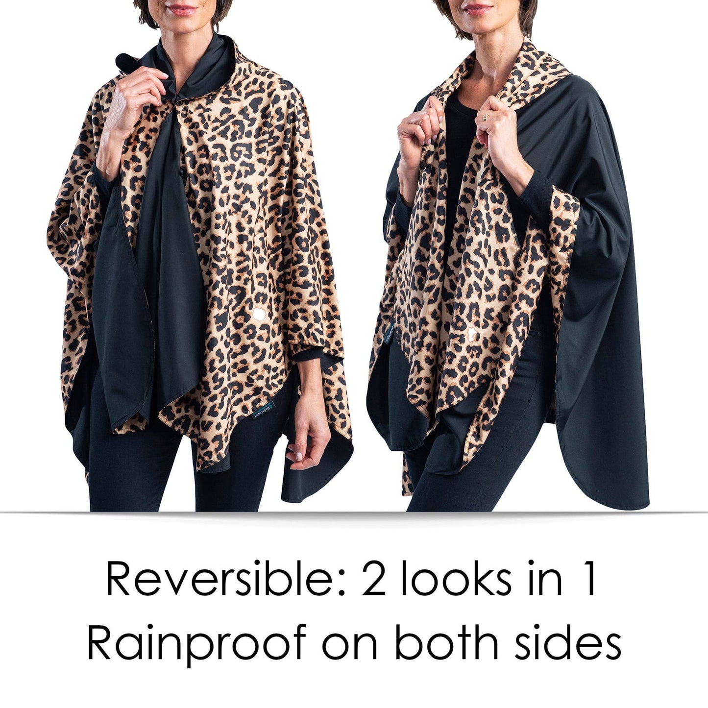 RainCaper - Black and Leopard Rain & Travel Cape