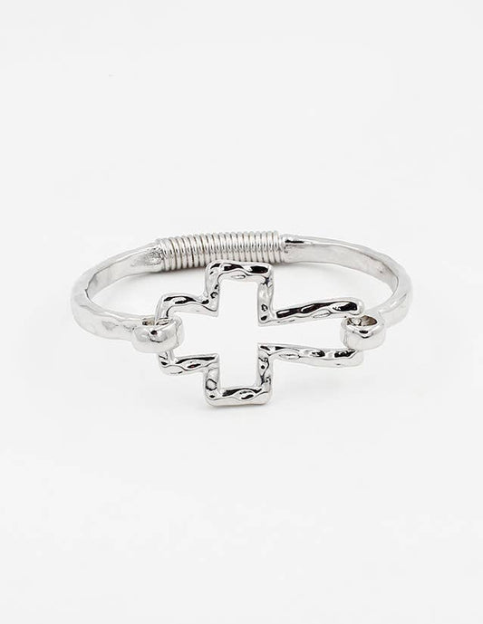 Pretty Persuasions - B25150 Cross Hook Hinged Bangle Bracelet: 02 RH