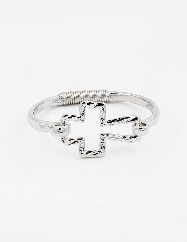 Pretty Persuasions - B25150 Cross Hook Hinged Bangle Bracelet: 01 GD