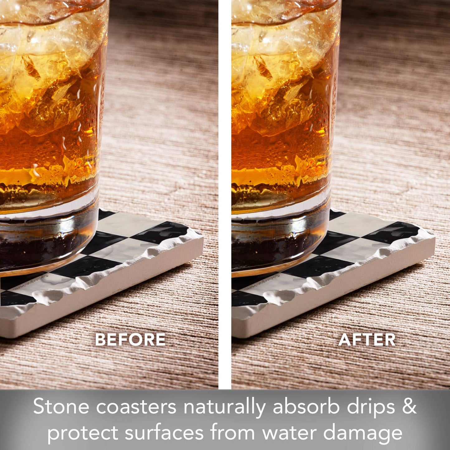 CounterArt/Highland Home/Thirstystone - Arlington Check 4 Pack Tumbled Tile Stone Coasters