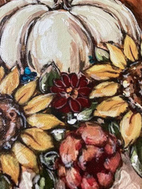 Rustic Nester - Fall Harvest canvas art print, Thanksgiving home decor: 16x20