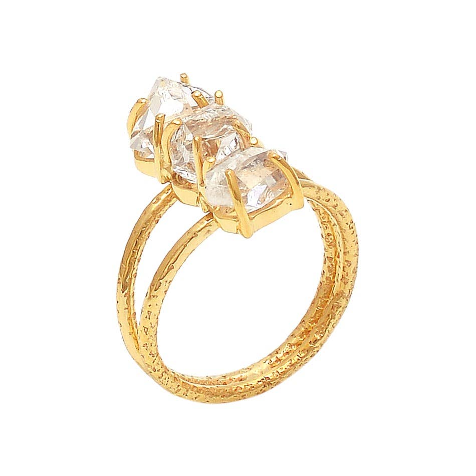 AJS Design Studio - Herkimer Diamond Ring: Size 8