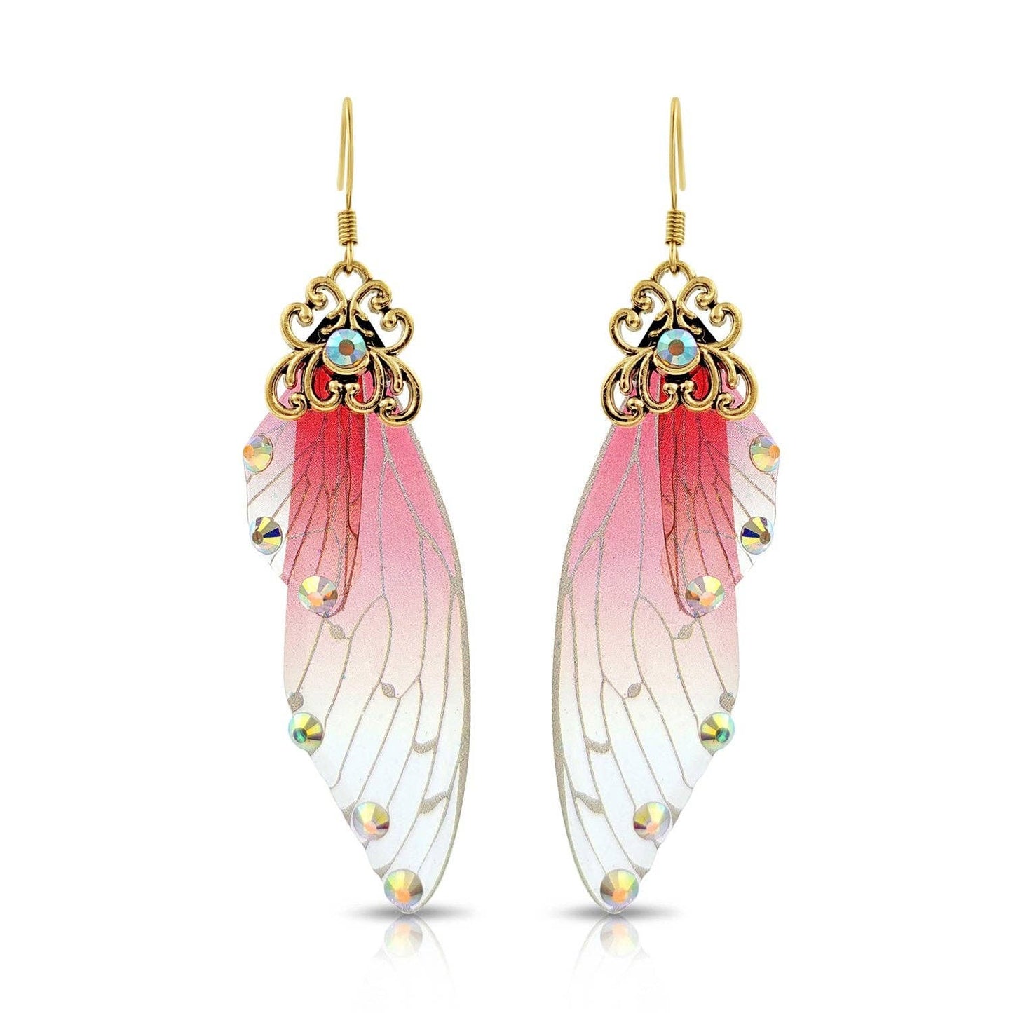 BESHEEK JEWELRY - BeSheek Antique Gold Red & Pink Resin Butterfly: Title