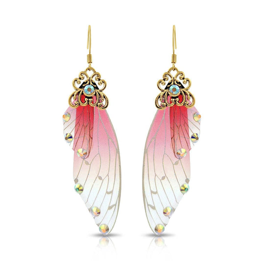 BESHEEK JEWELRY - BeSheek Antique Gold Red & Pink Resin Butterfly: Title