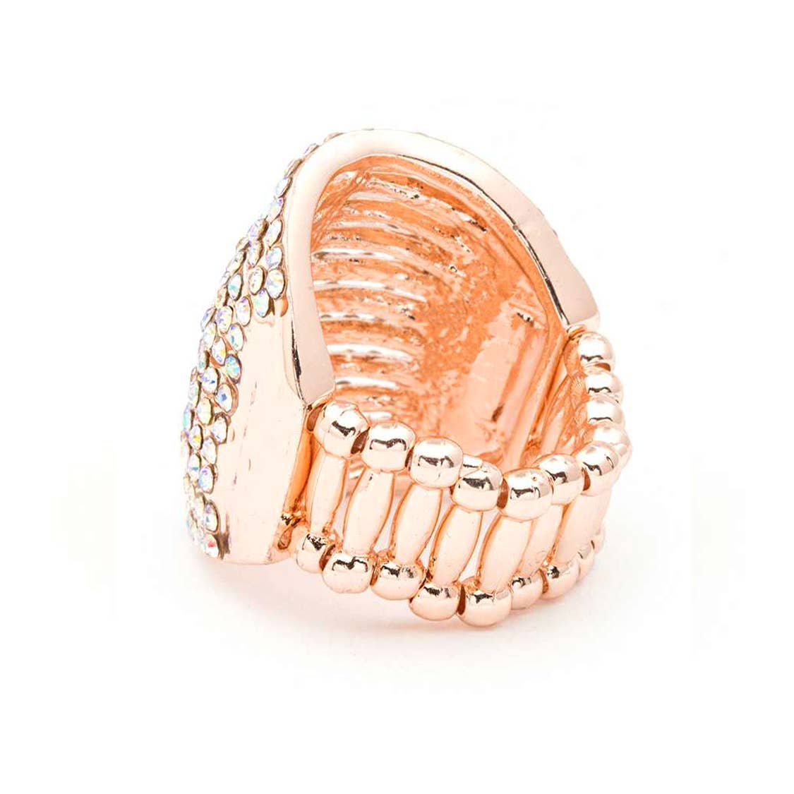 Artini Accessories - Layered Crystals Stretch Ring: Gold/Clear