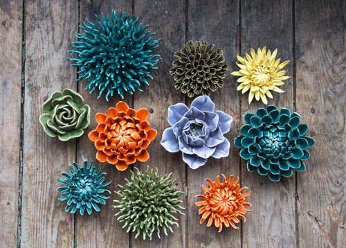 Chive - Coral 4 - Ceramic Faux Flowers Home Decor: Mondo Green