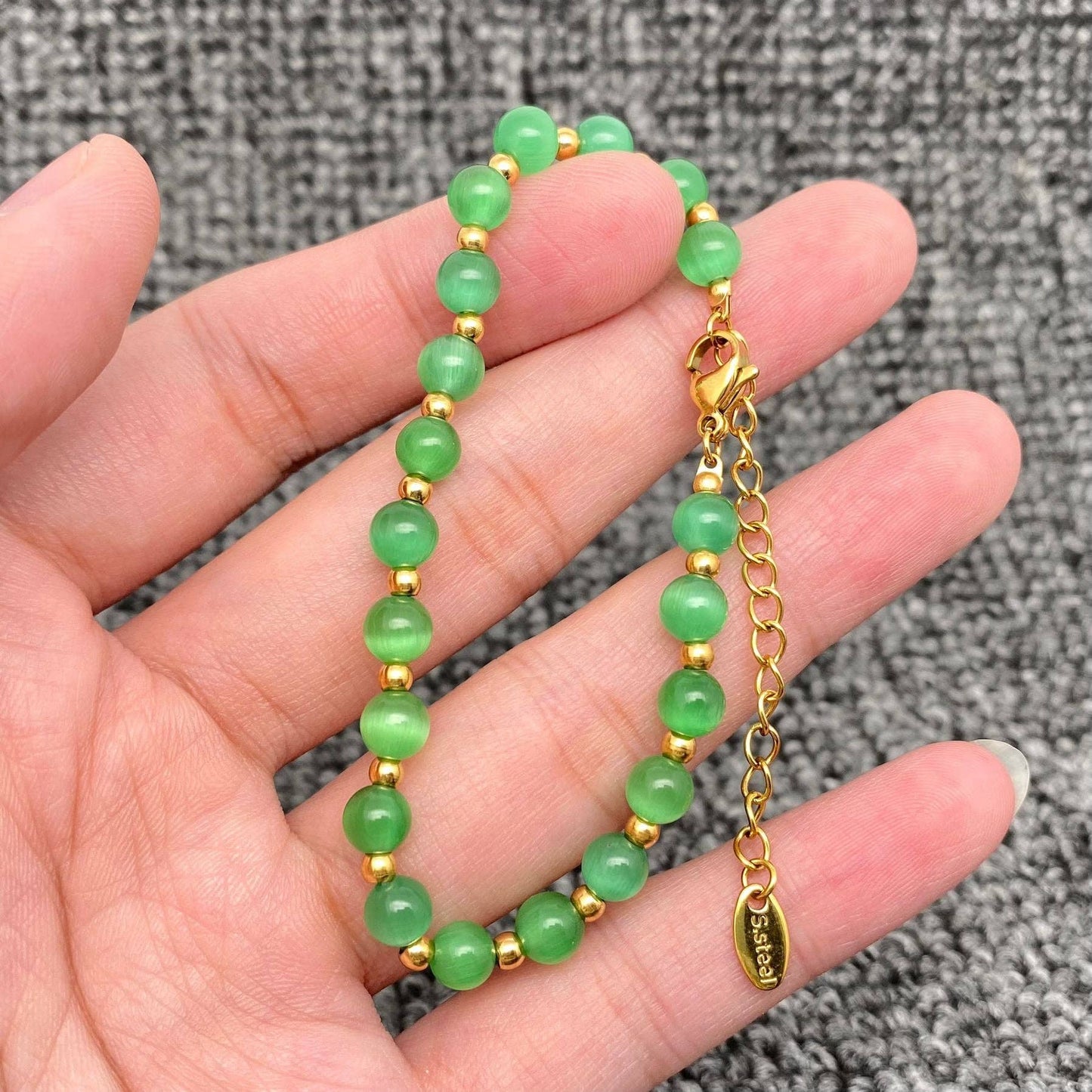 Mio Queena - Cat's Eye Stone & 18K Gold Plated SS Beaded Necklace -FGS/CS: Pink